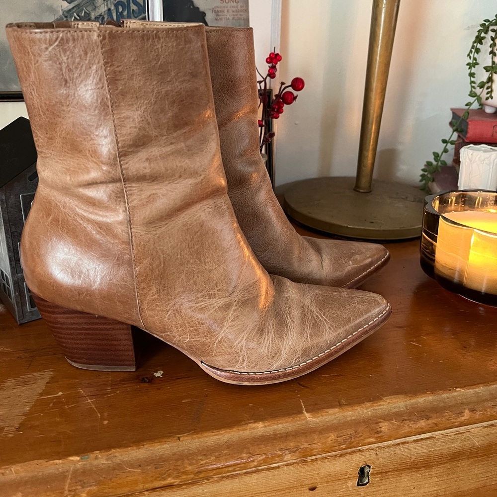Free People Brown Leather Ankle Booties